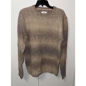 WILLS Thick Alpaca Wool Space Dye Crewneck Sweater Greige Large